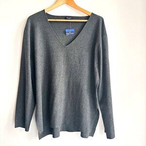 Splendid  V Neck Grey Knit Top L